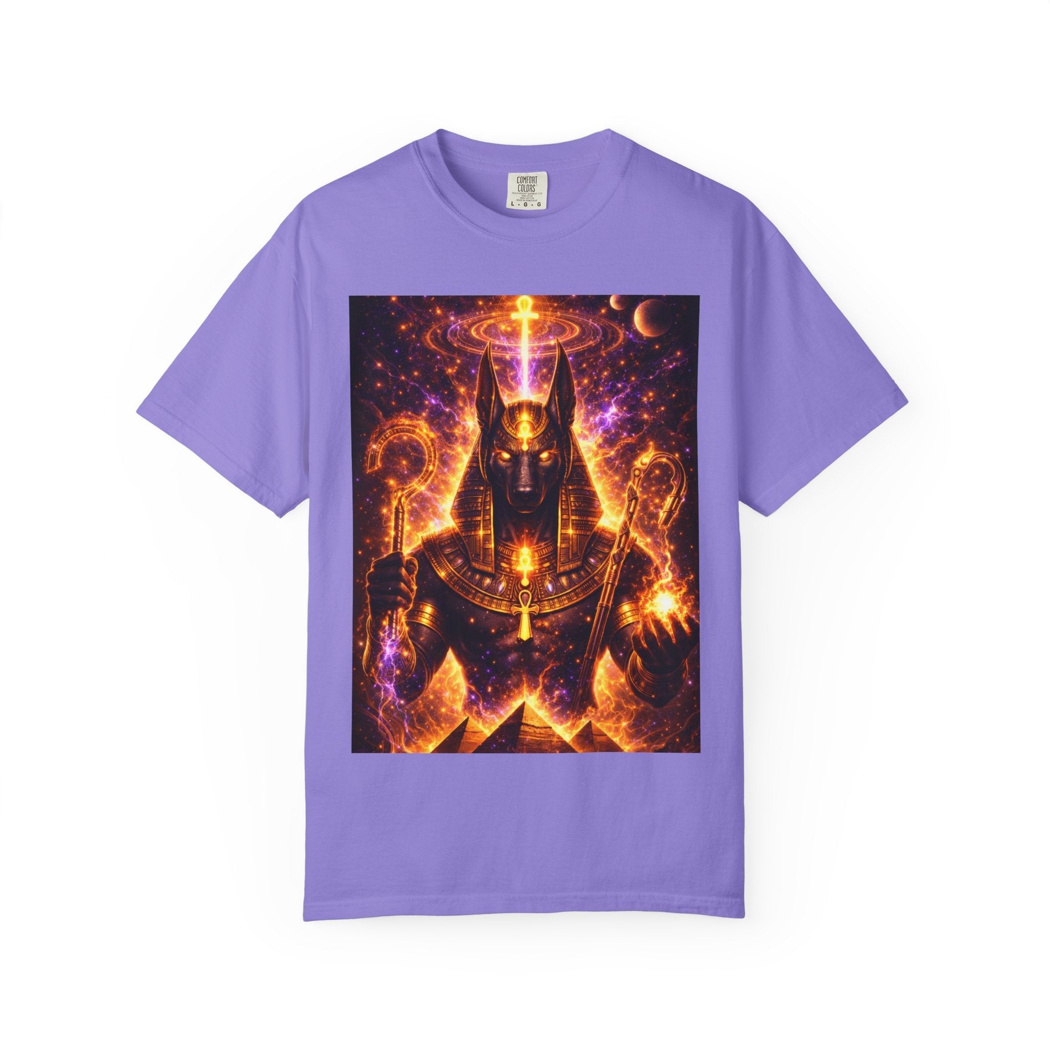 Anubis Cosmic Warrior T-Shirt — Egyptian God Neon Mythic Tee Printify