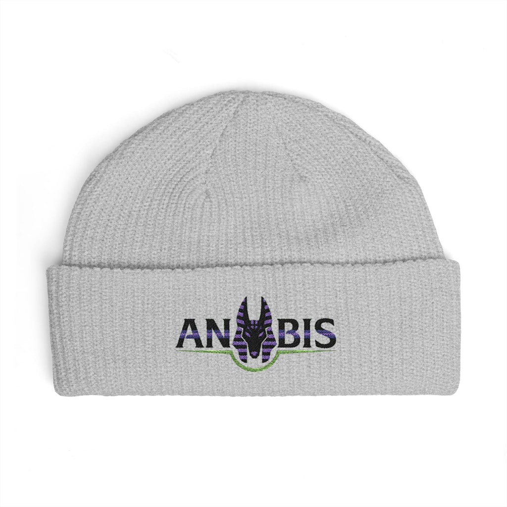 Anubis Cuff Beanie — Embroidered Egyptian Jackal Knit Hat