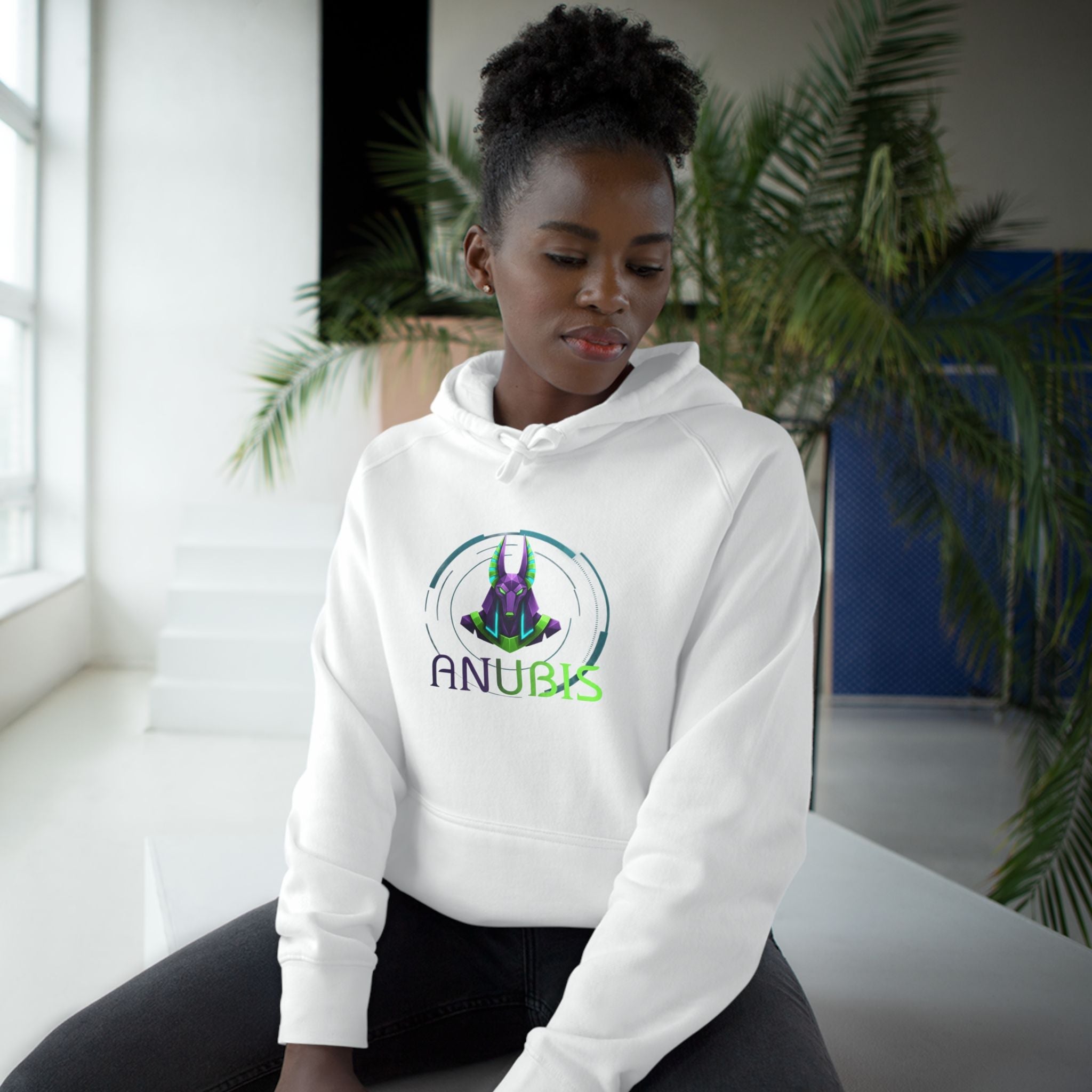Anubis Cyberpunk Hoodie — Neon Egyptian God Graphic Hoodie Printify
