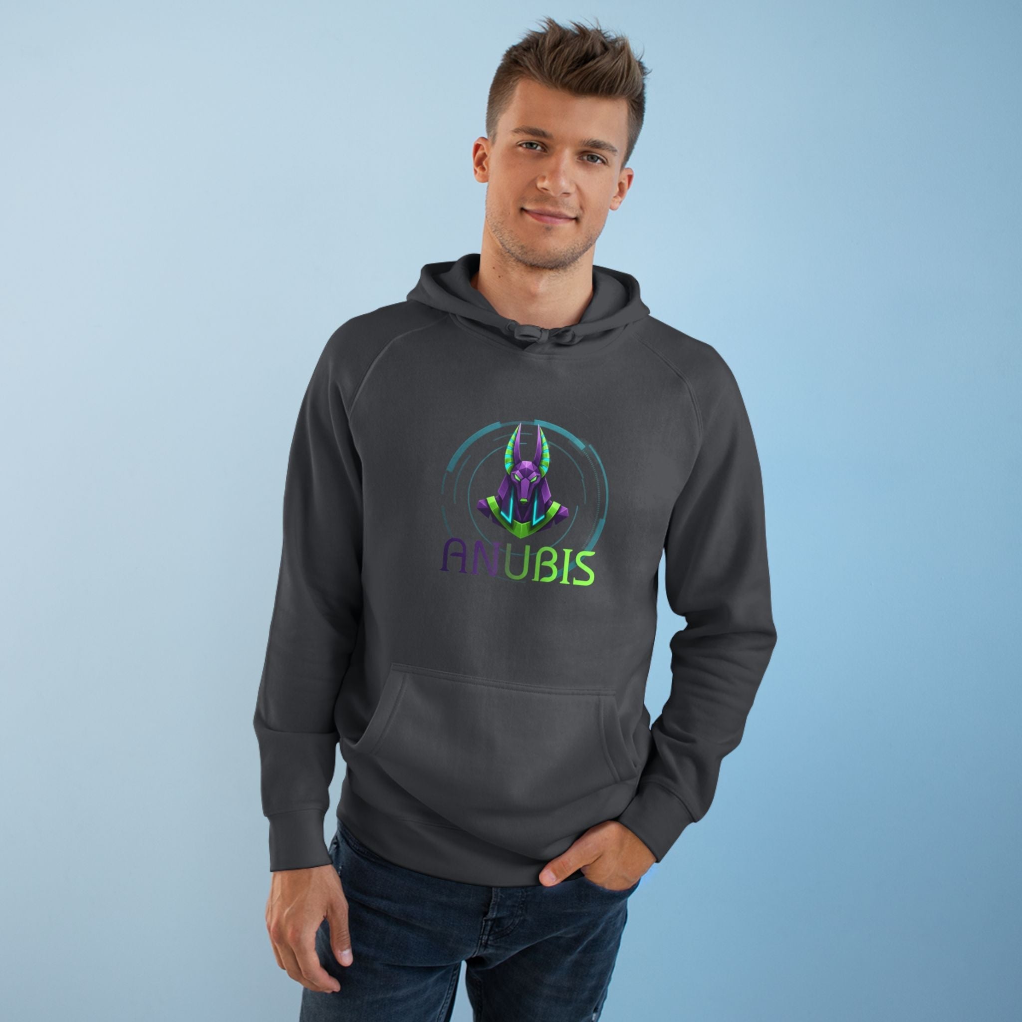 Anubis Cyberpunk Hoodie — Neon Egyptian God Graphic Hoodie Printify