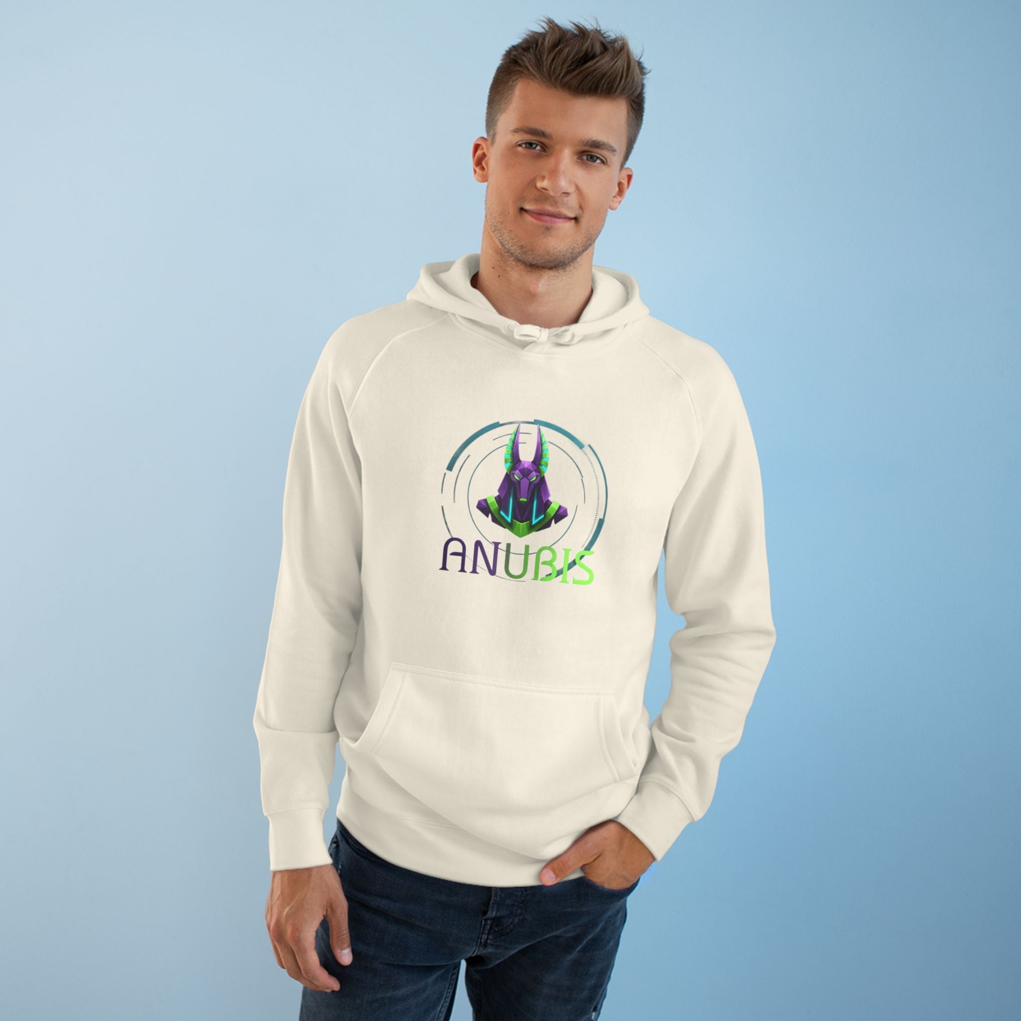 Anubis Cyberpunk Hoodie — Neon Egyptian God Graphic Hoodie Printify