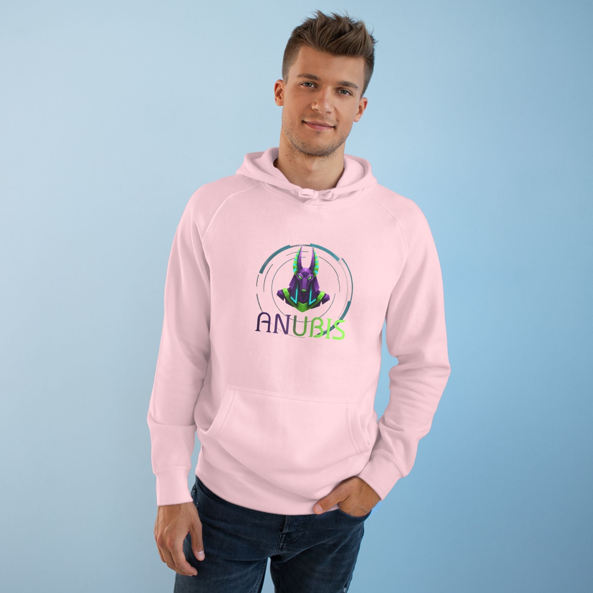 Anubis Cyberpunk Hoodie — Neon Egyptian God Graphic Hoodie Printify