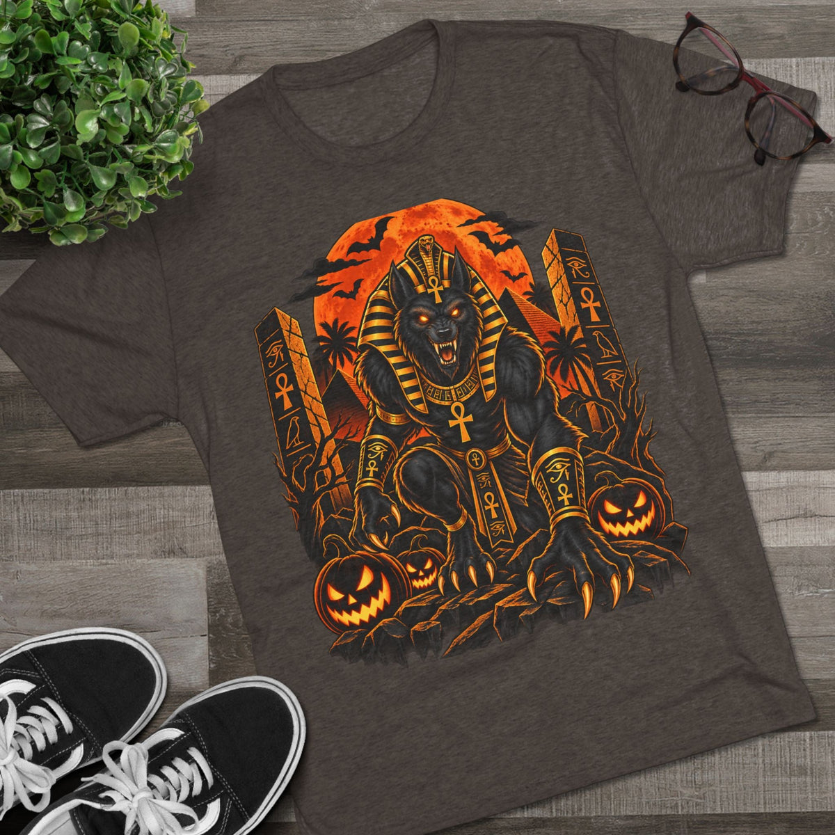 Anubis Halloween Tee — Egyptian Werewolf Pharaoh Graphic
