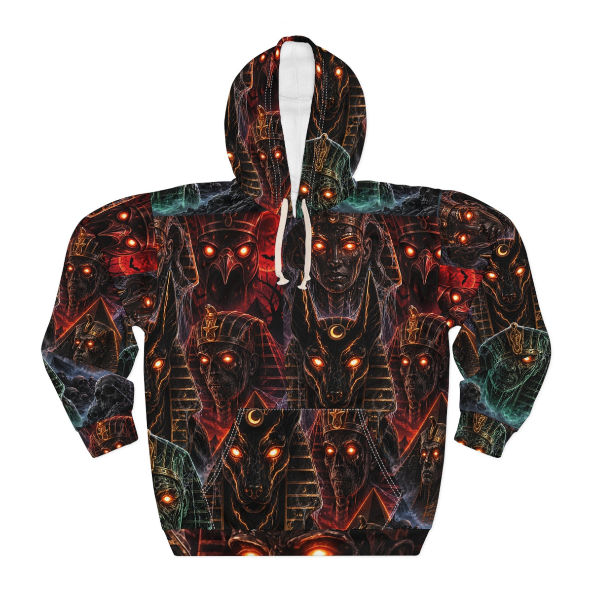 Anubis Pharaoh Glow Hoodie — Egyptian Gods All-Over Print