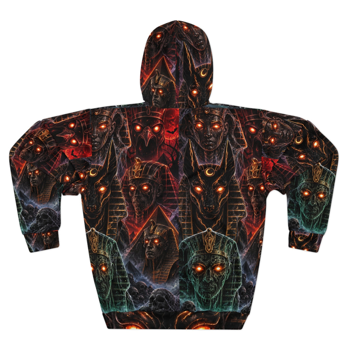 Anubis Pharaoh Glow Hoodie — Egyptian Gods All-Over Print