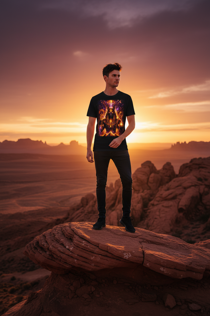 Anubis Tee — Desert Cosmic Sunset