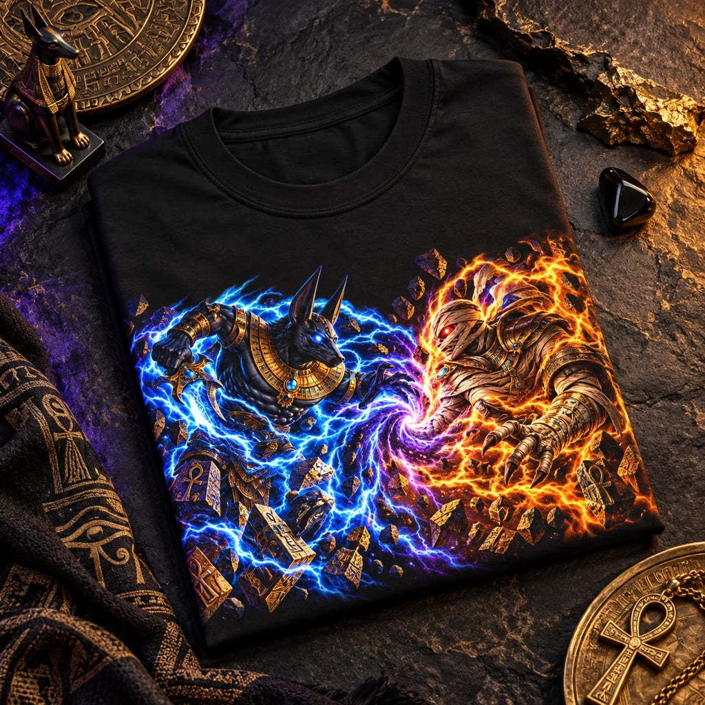 Anubis vs. the Mummy Graphic T-Shirt | Ancient Frequency