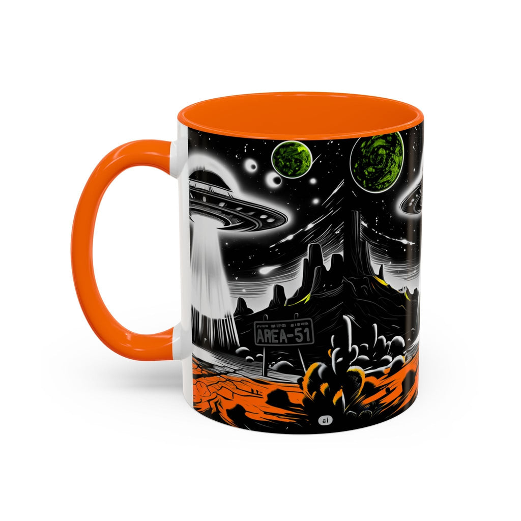 Area 51 UFO Accent Coffee Mug - Space Lover Gift, Weird Alien Decor, Black Mug, Sci-Fi Enthusiast, Kitchenware, Unique Gift Idea! Printify