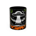Area 51 UFO Accent Coffee Mug - Space Lover Gift, Weird Alien Decor, Black Mug, Sci-Fi Enthusiast, Kitchenware, Unique Gift Idea!