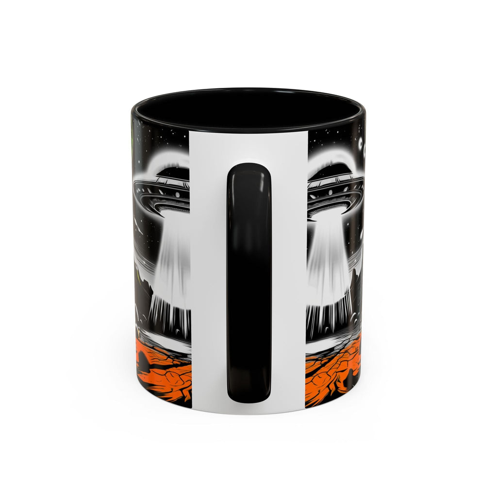 Area 51 UFO Accent Coffee Mug - Space Lover Gift, Weird Alien Decor, Black Mug, Sci-Fi Enthusiast, Kitchenware, Unique Gift Idea! Printify