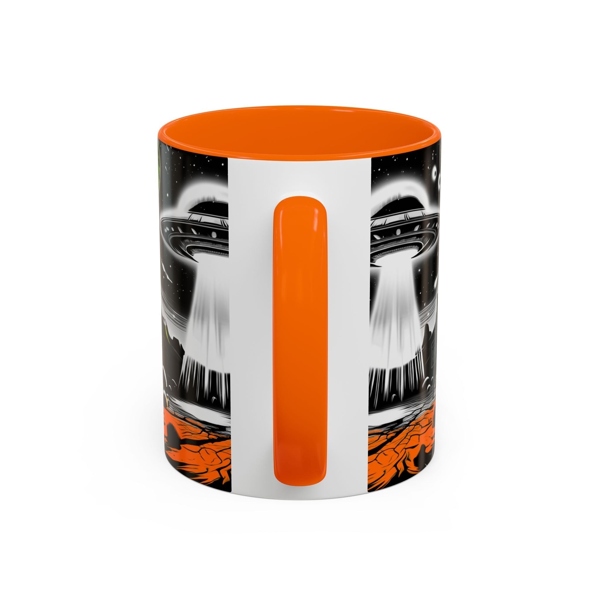 Area 51 UFO Accent Coffee Mug - Space Lover Gift, Weird Alien Decor, Black Mug, Sci-Fi Enthusiast, Kitchenware, Unique Gift Idea! Printify