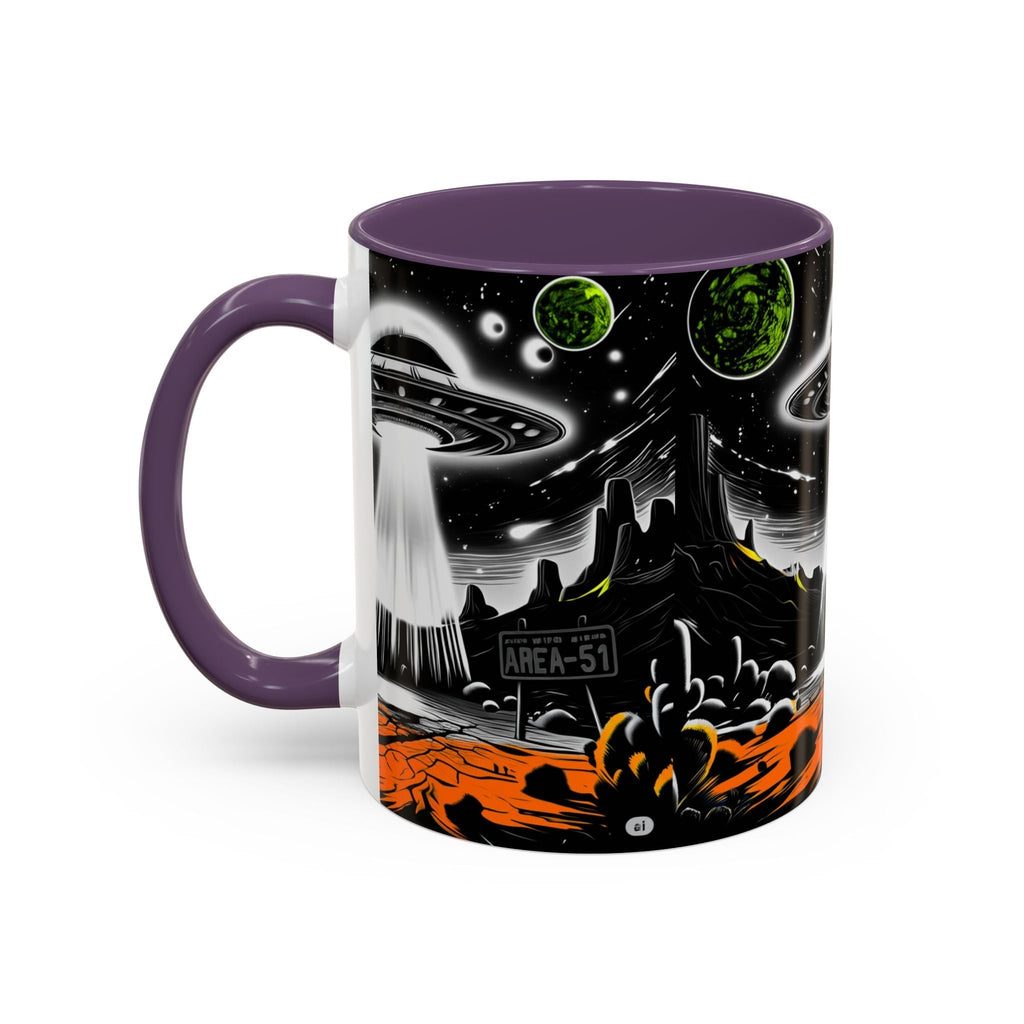 Area 51 UFO Accent Coffee Mug - Space Lover Gift, Weird Alien Decor, Black Mug, Sci-Fi Enthusiast, Kitchenware, Unique Gift Idea! Printify