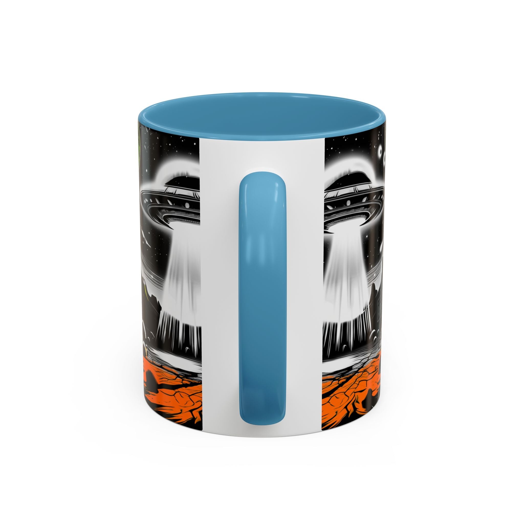 Area 51 UFO Accent Coffee Mug - Space Lover Gift, Weird Alien Decor, Black Mug, Sci-Fi Enthusiast, Kitchenware, Unique Gift Idea!