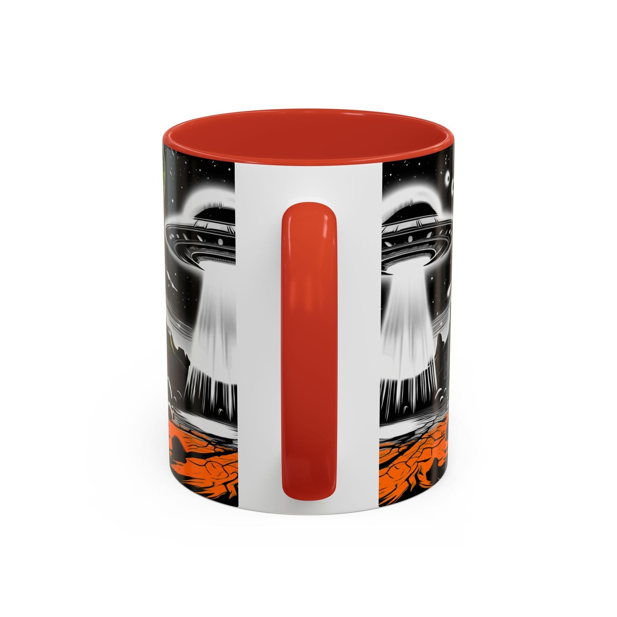 Area 51 UFO Accent Coffee Mug - Space Lover Gift, Weird Alien Decor, Black Mug, Sci-Fi Enthusiast, Kitchenware, Unique Gift Idea! Printify