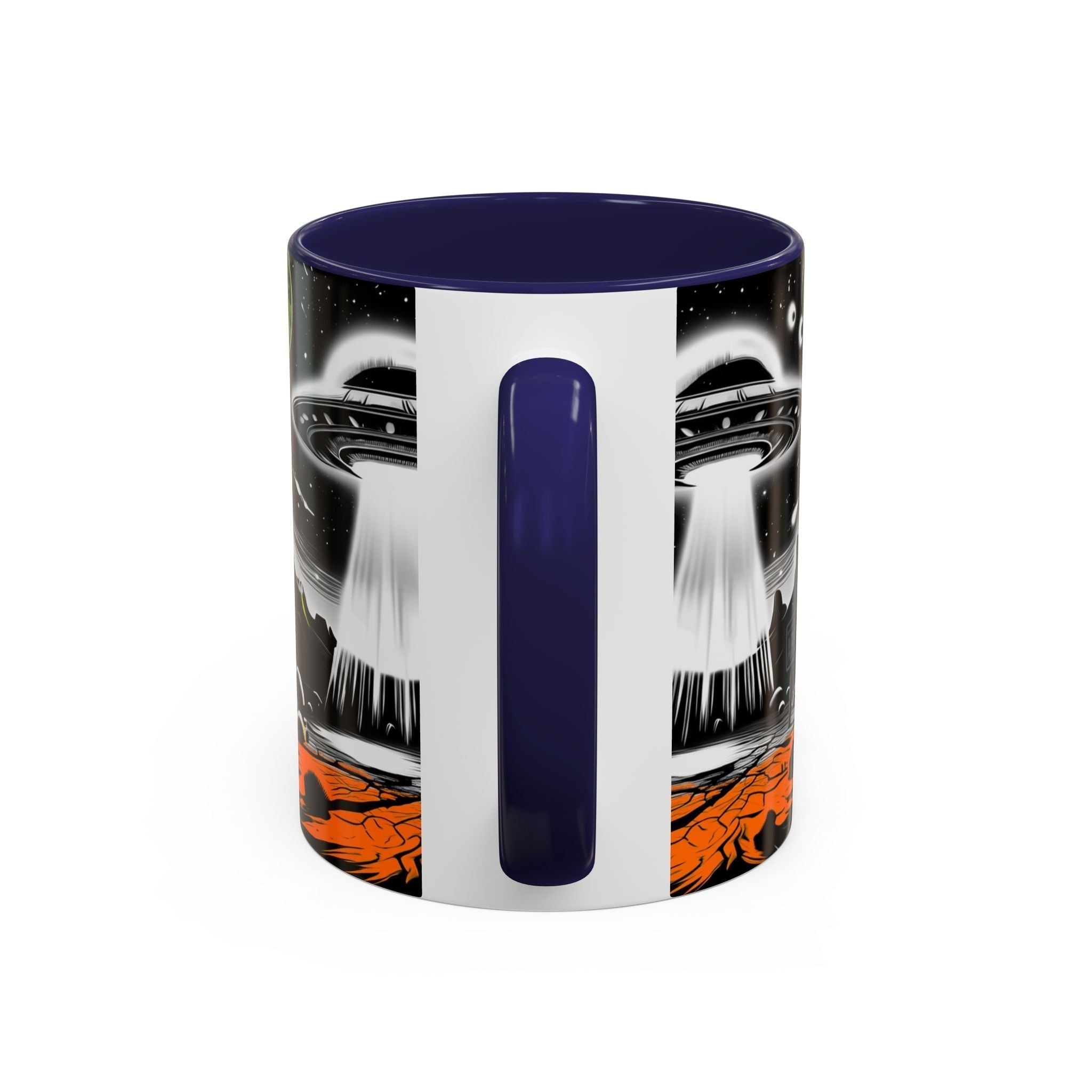 Area 51 UFO Accent Coffee Mug - Space Lover Gift, Weird Alien Decor, Black Mug, Sci-Fi Enthusiast, Kitchenware, Unique Gift Idea! Printify
