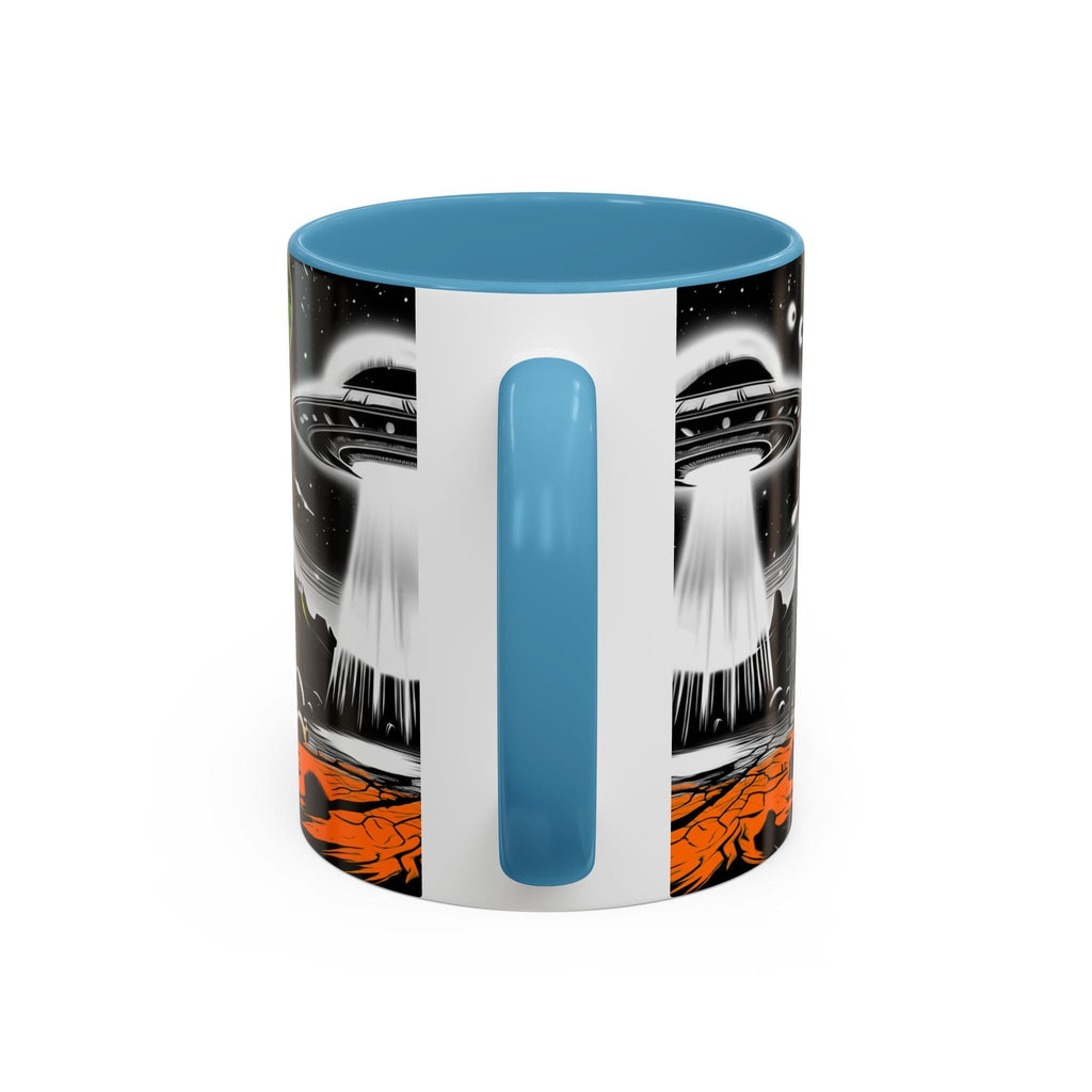 Area 51 UFO Accent Coffee Mug - Space Lover Gift, Weird Alien Decor, Black Mug, Sci-Fi Enthusiast, Kitchenware, Unique Gift Idea! Printify