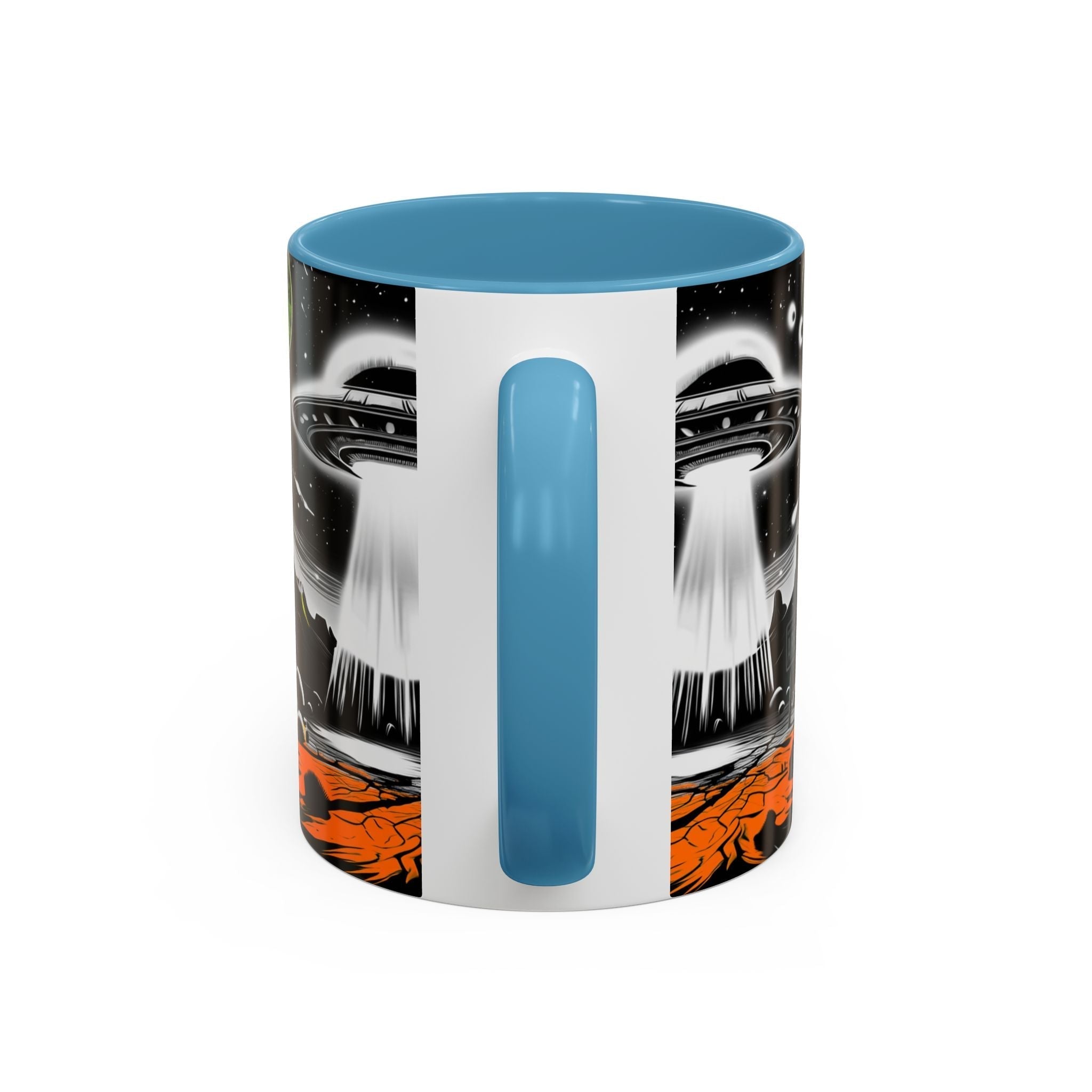 Area 51 UFO Accent Coffee Mug - Space Lover Gift, Weird Alien Decor, Black Mug, Sci-Fi Enthusiast, Kitchenware, Unique Gift Idea! Printify