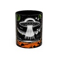 Area 51 UFO Accent Coffee Mug - Space Lover Gift, Weird Alien Decor, Black Mug, Sci-Fi Enthusiast, Kitchenware, Unique Gift Idea! Printify