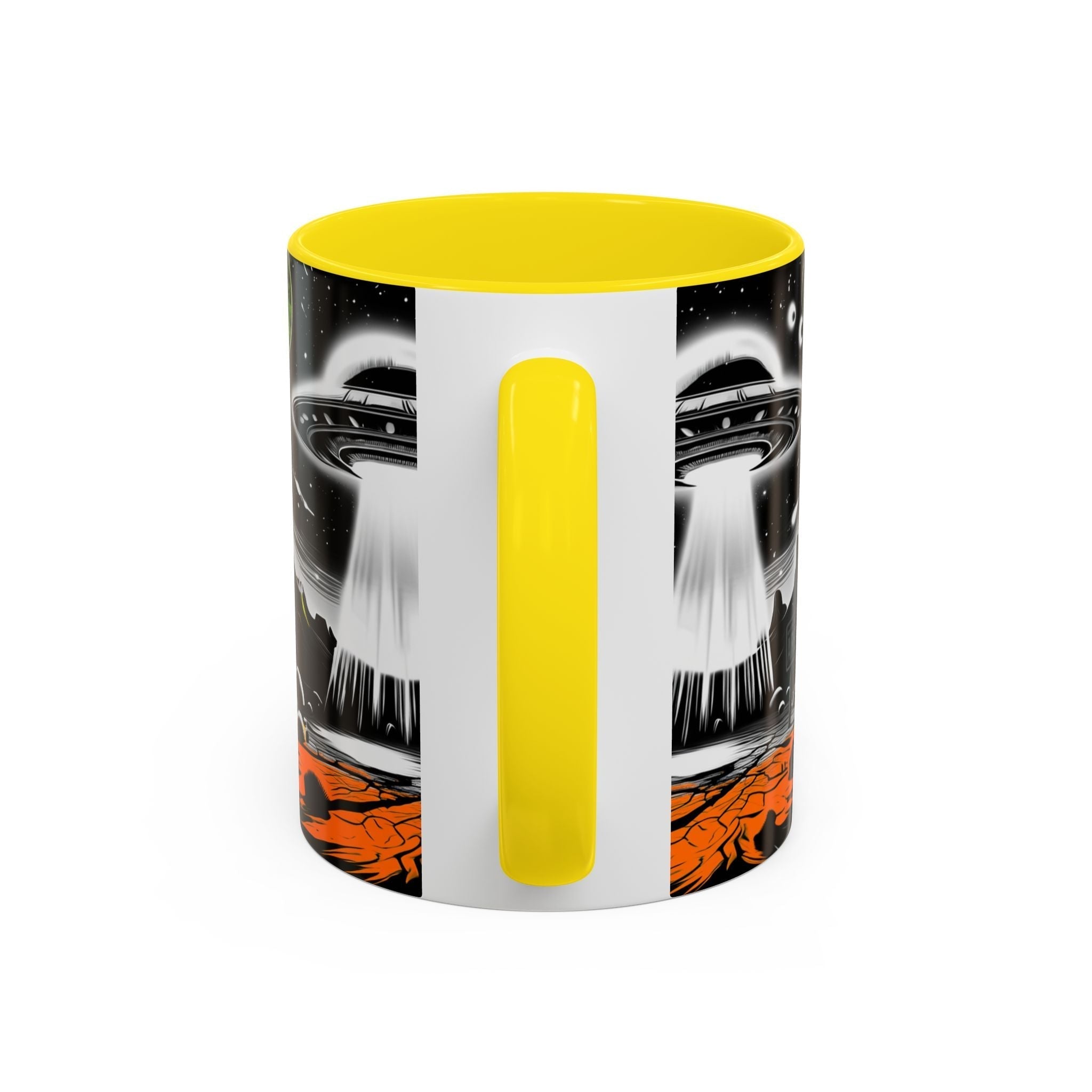 Area 51 UFO Accent Coffee Mug - Space Lover Gift, Weird Alien Decor, Black Mug, Sci-Fi Enthusiast, Kitchenware, Unique Gift Idea! Printify