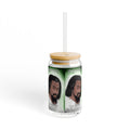 Artistic Sipper Glass with Wooden Lid, Unique Ventage Inspired Drinkware, Eco-Friendly Reusable, Perfect for Gatherings, Gifts Printify