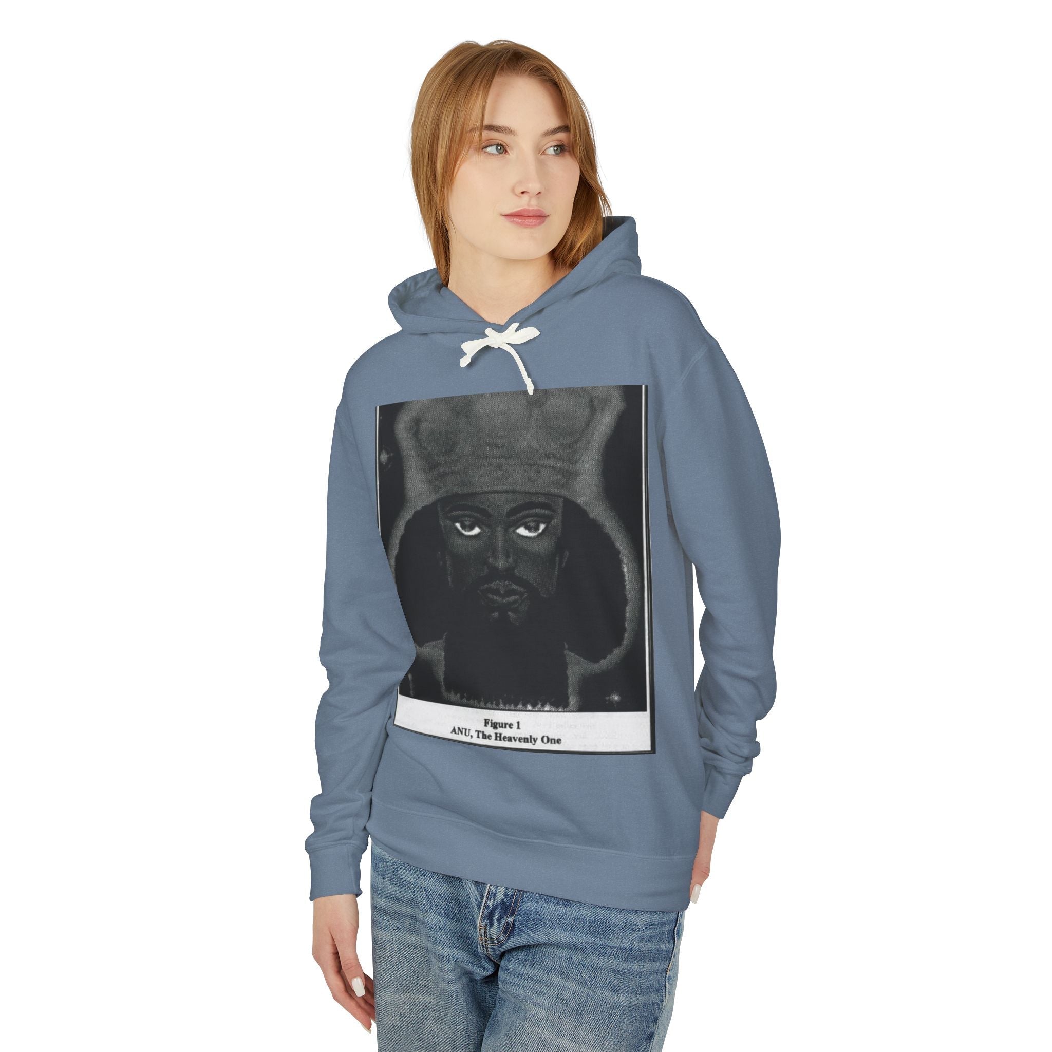 Artistic Unisex Lightweight Hooded Sweatshirt, Unique Graphic Hoodie, Anu The Heavenly One Design, Comfort Wear, Streetwear Style Printify