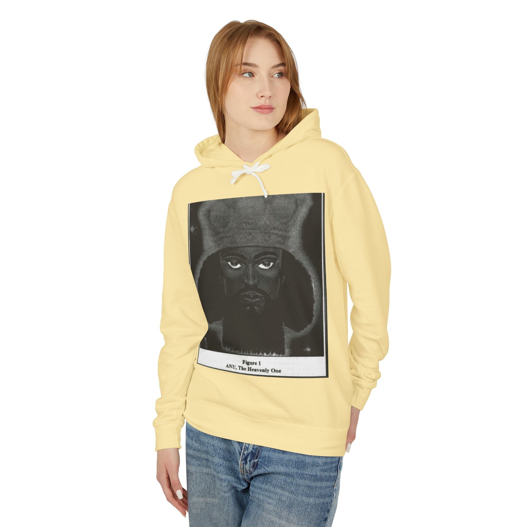 Artistic Unisex Lightweight Hooded Sweatshirt, Unique Graphic Hoodie, Anu The Heavenly One Design, Comfort Wear, Streetwear Style Printify