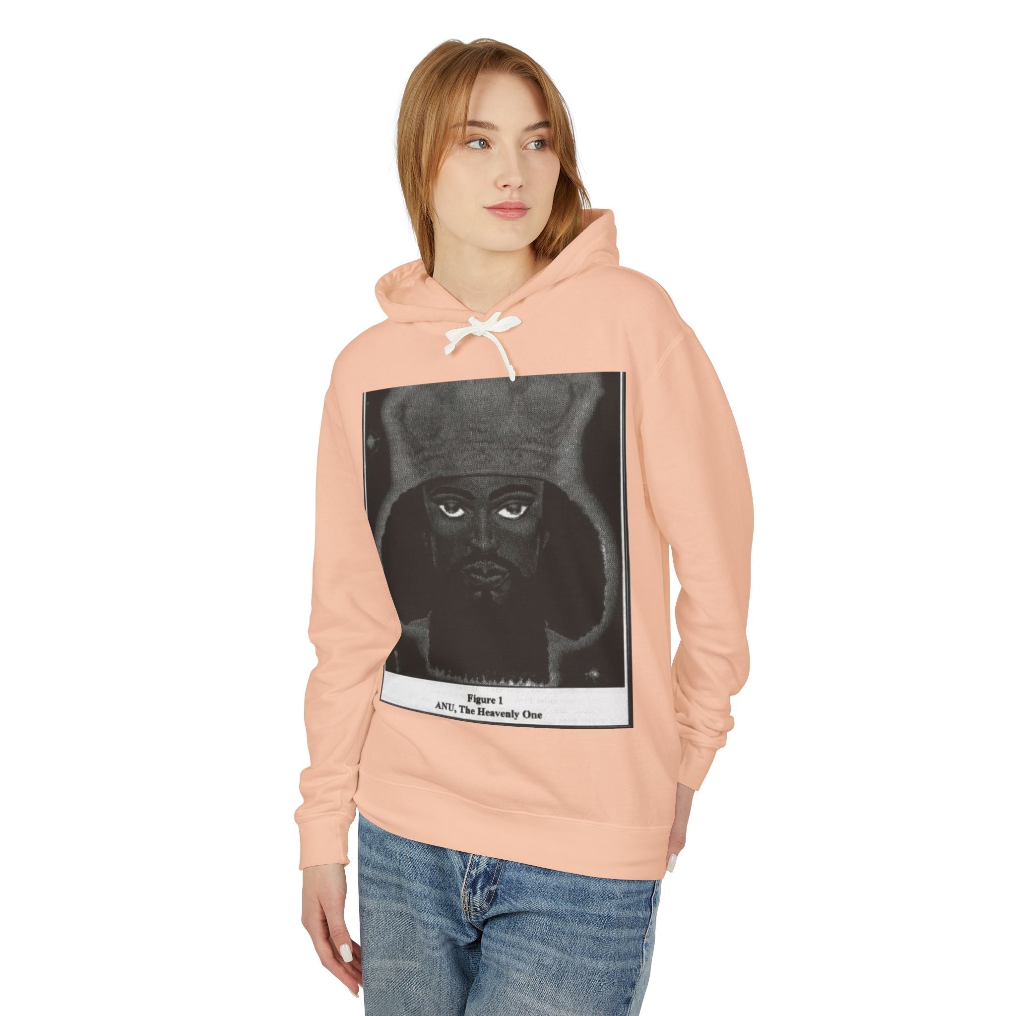 Artistic Unisex Lightweight Hooded Sweatshirt, Unique Graphic Hoodie, Anu The Heavenly One Design, Comfort Wear, Streetwear Style Printify
