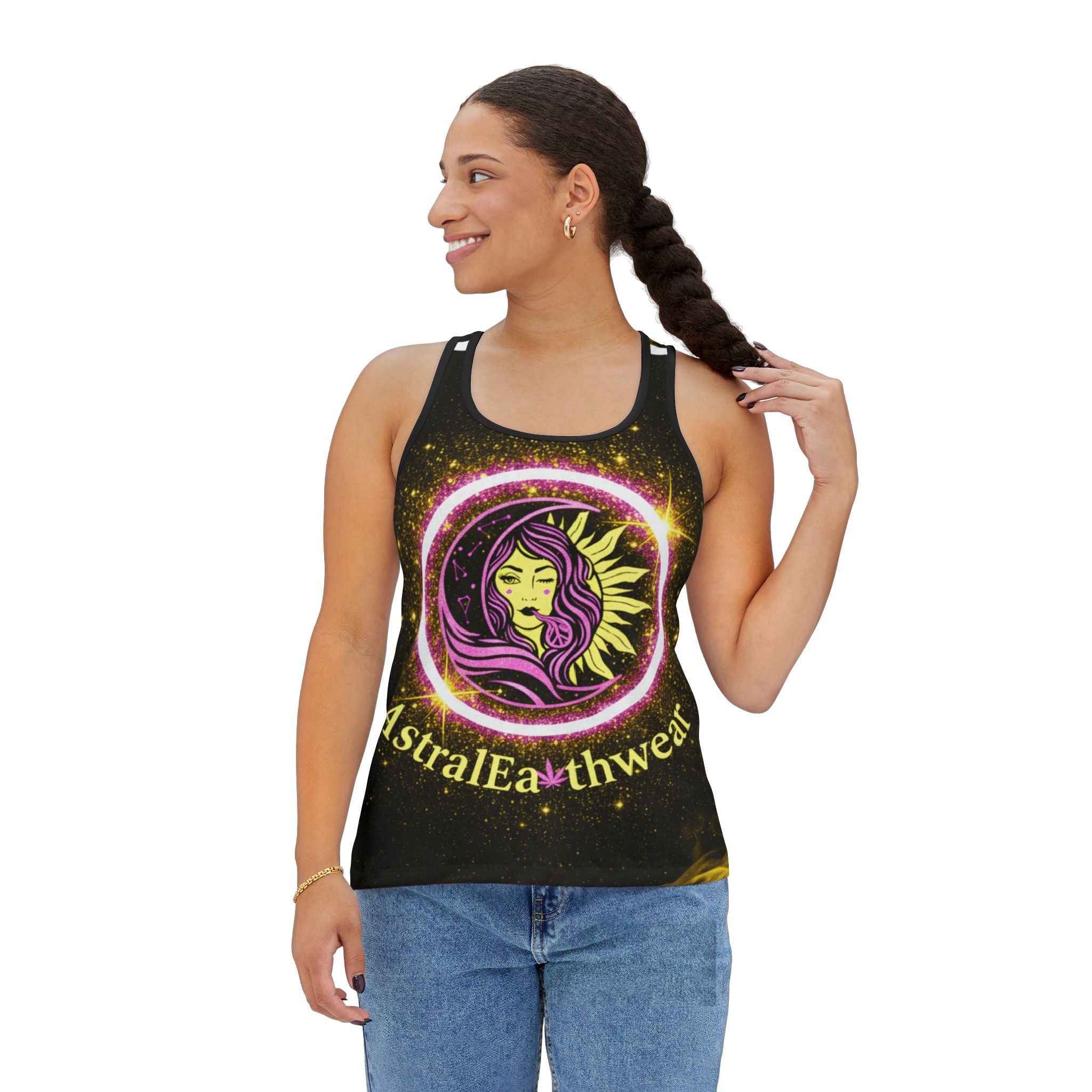 Astral Earthwear Women's Tank Top — Cosmic Sun & Moon Goddess Graphic Printify