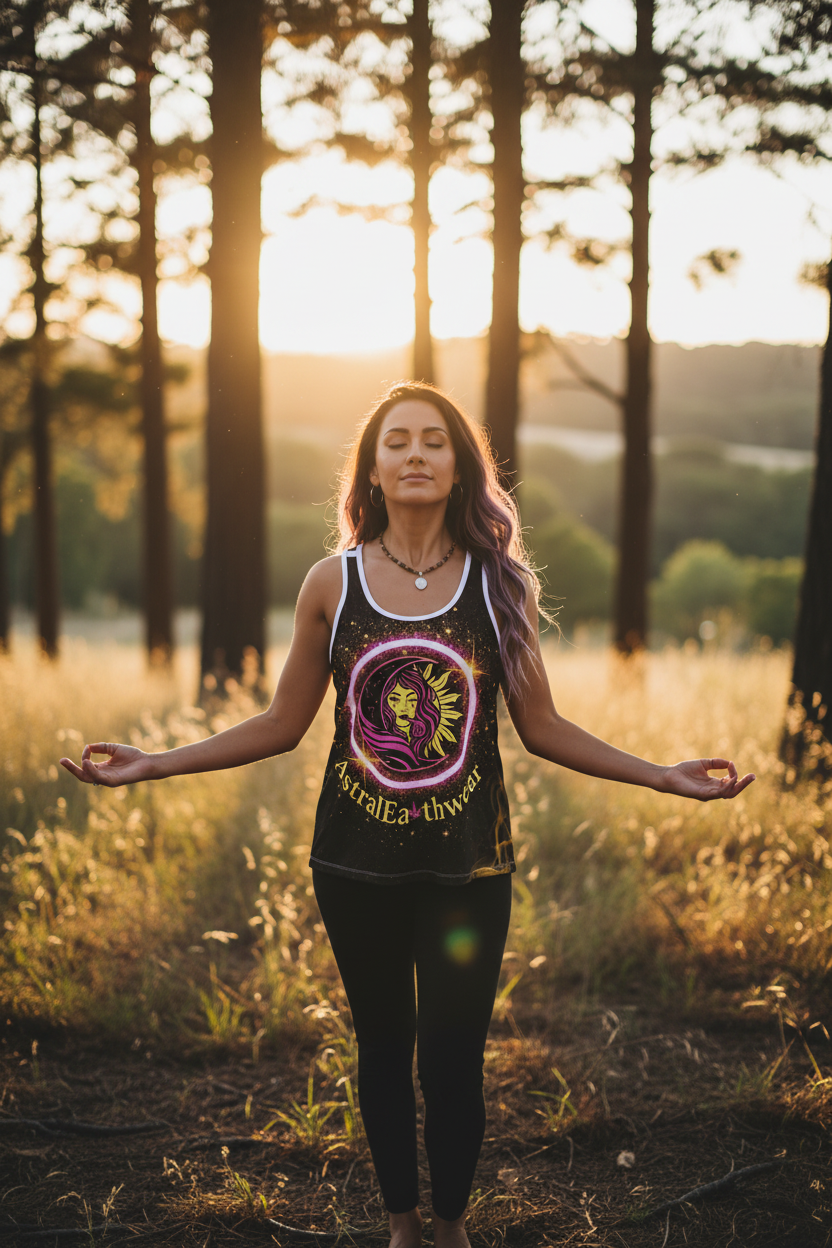 AstralEarthwear Tank — Golden Hour Lifestyle