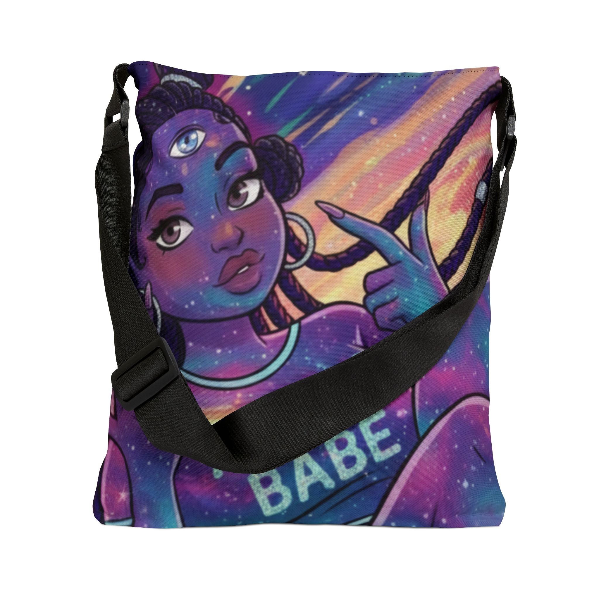 Astro Babe Adjustable Tote Bag — Celestial Space Babe Canvas Tote