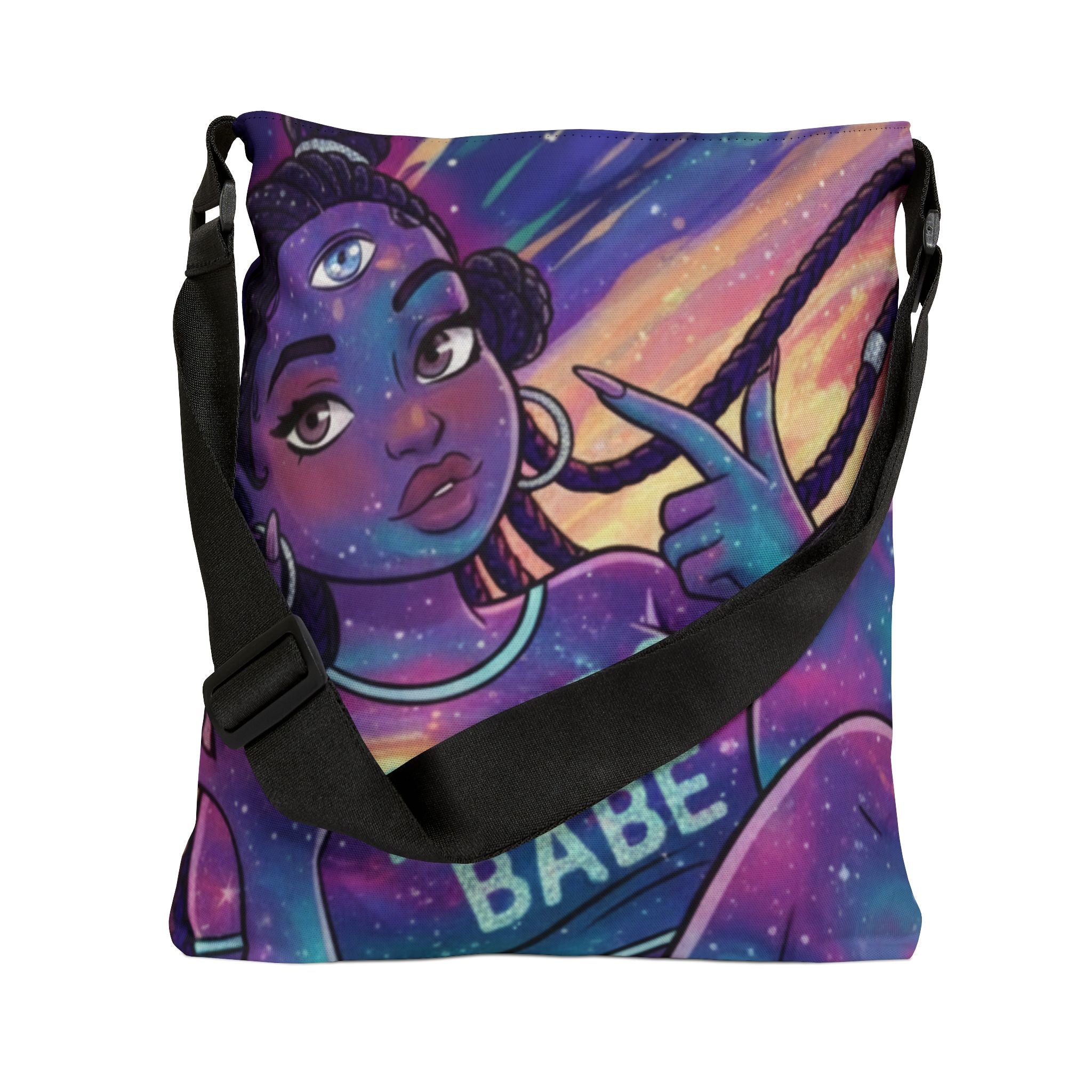 Astro Babe Adjustable Tote Bag — Celestial Space Babe Canvas Tote