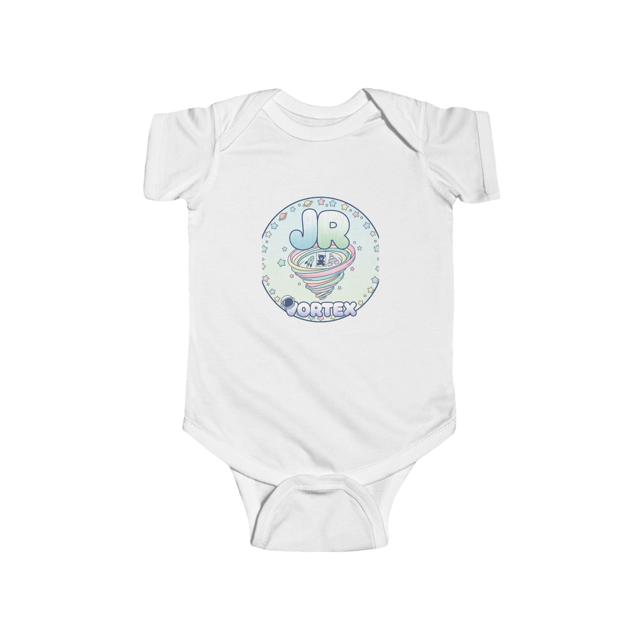 Baby Bodysuit — 'JR Rocket' Pastel Space Graphic Infant Onesie Printify