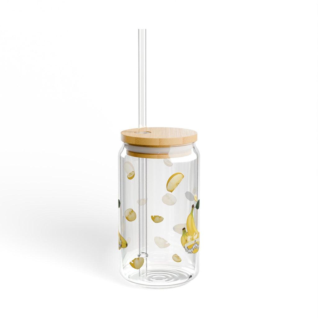 Banana Lemon Sipper Glass - 16oz Fruit Print Straw Tumbler Printify