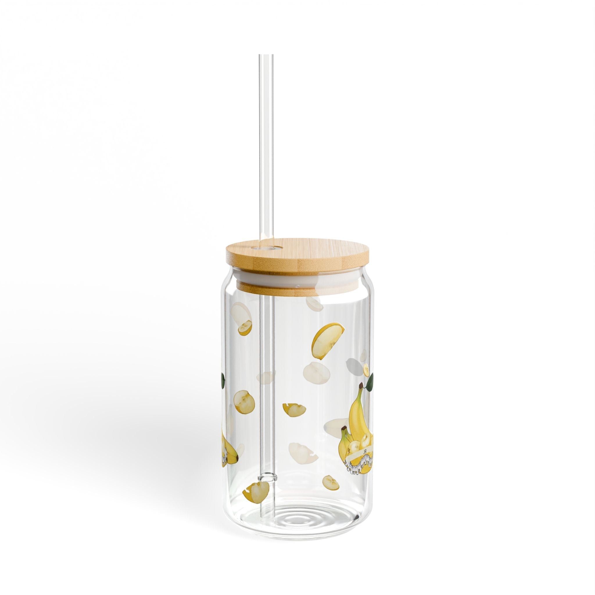Banana Lemon Sipper Glass - 16oz Fruit Print Straw Tumbler