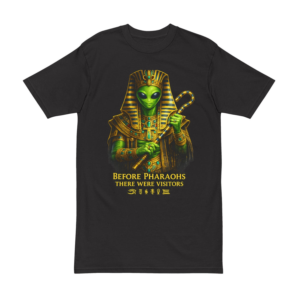 Alien Pharaoh T-Shirt – Ancient Egypt UFO Graphic Tee – “Before Pharaohs There Were Visitors” Printify