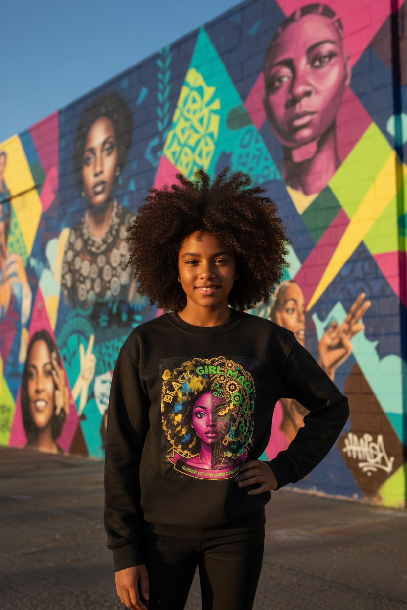 Black Girl Magic Youth Sweatshirt Lifestyle
