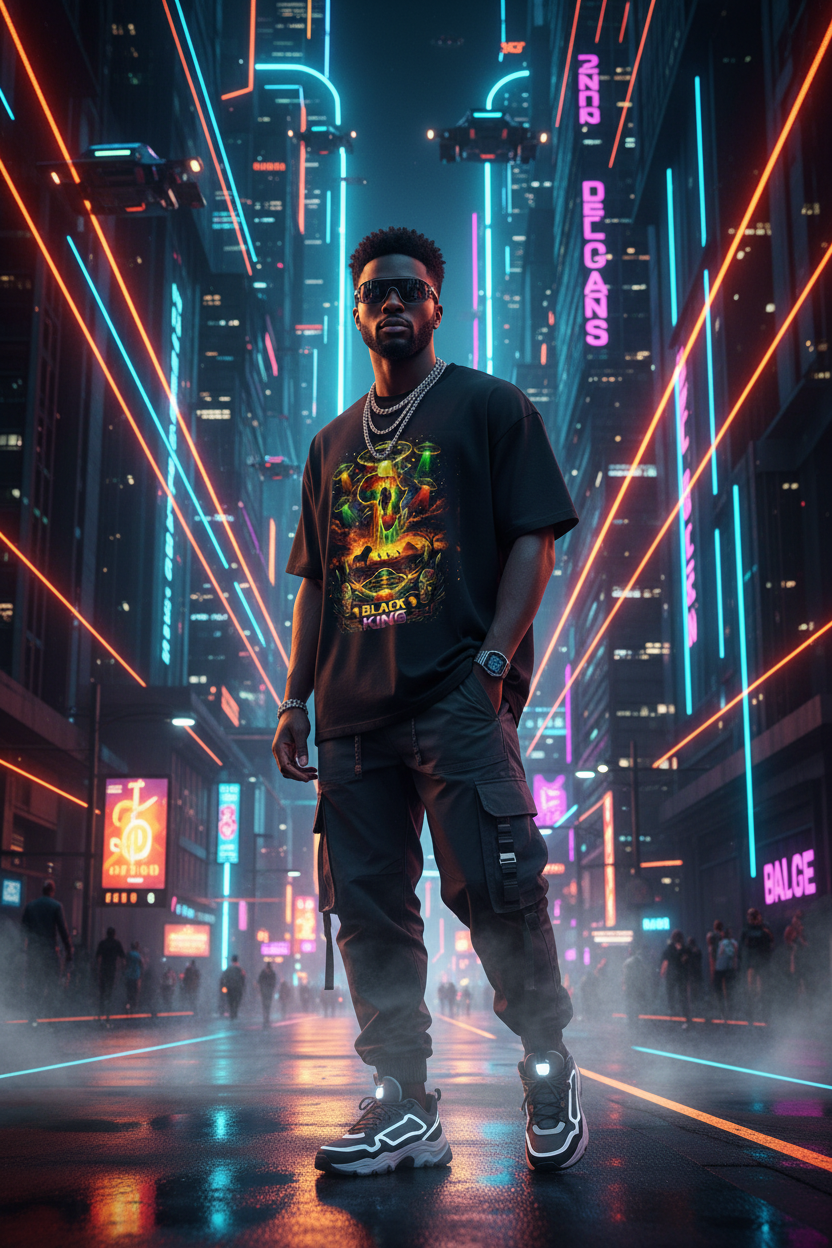 Black King Afrofuturistic City Lifestyle
