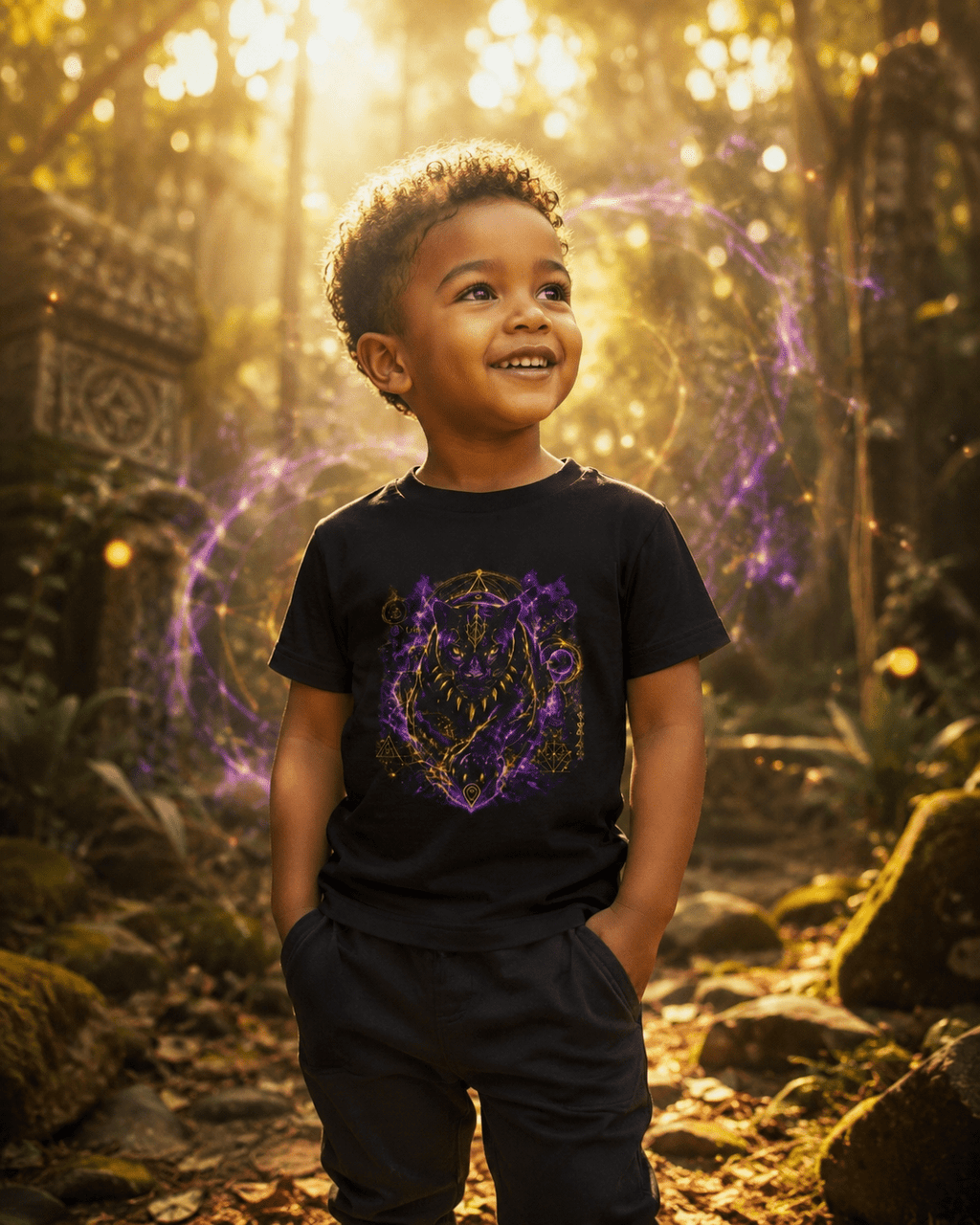 Black Panther Cosmic Guardian Toddler Tee | Earth Frequency Kids | JR Vortex