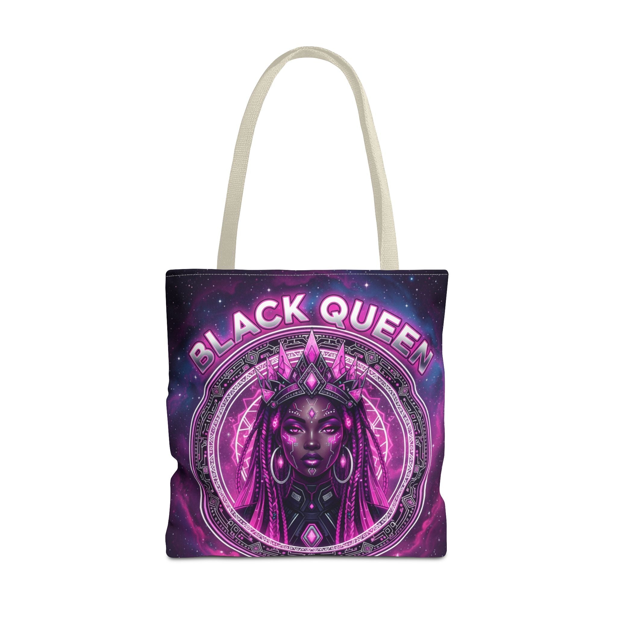 Black Queen Art Tote Bag — Afrocentric Cosmic Portrait Tote🎁🎁