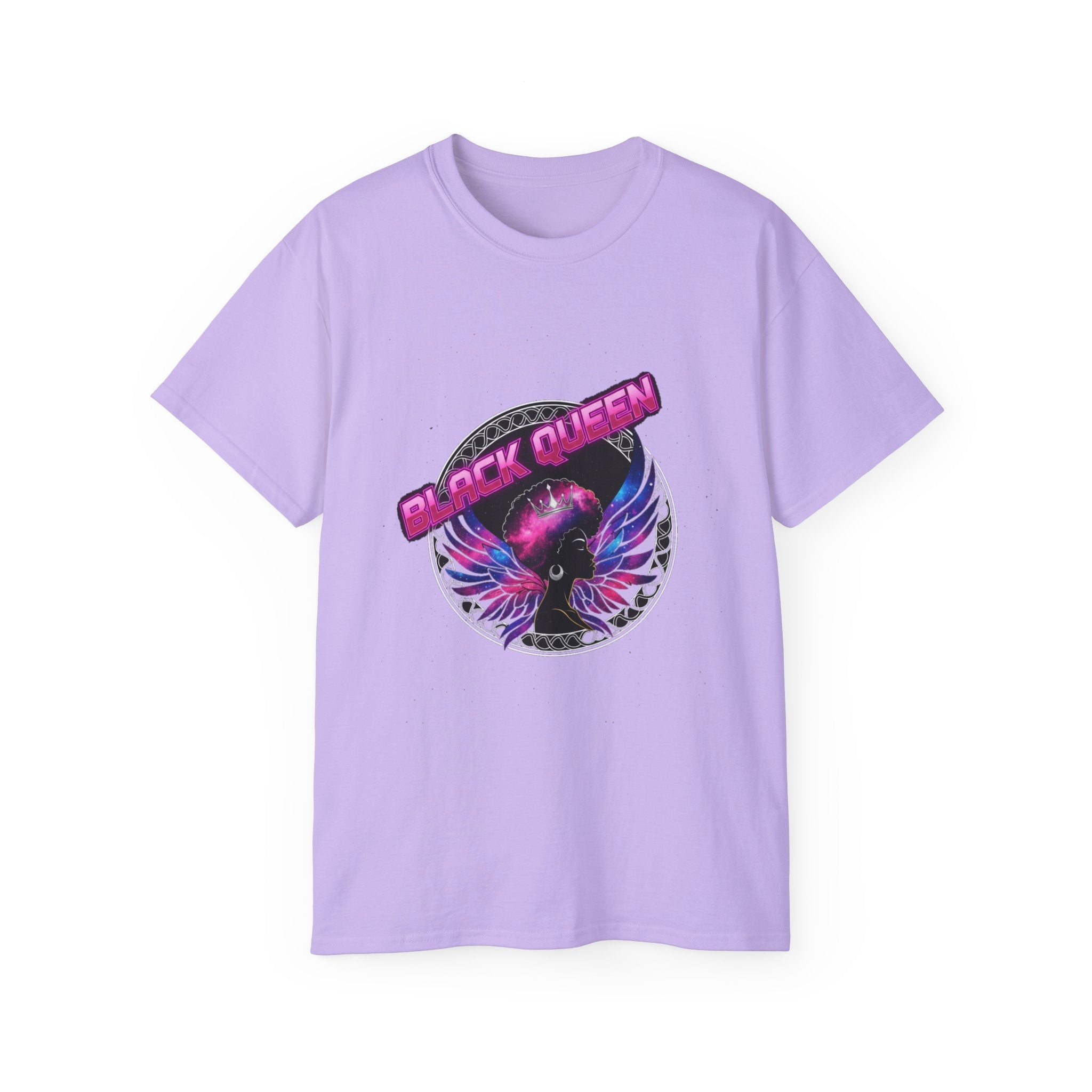 Black Queen Tee — Retro Neon Wings Graphic T-Shirt