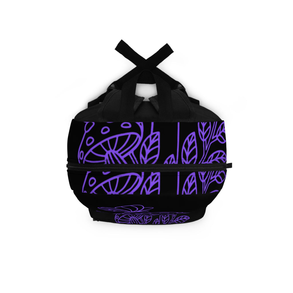 Boho Mushroom Backpack - Trendy Purple Floral Design, Perfect for School, Travel, Festivals, Nature Lovers, Eco-Friendly Printify