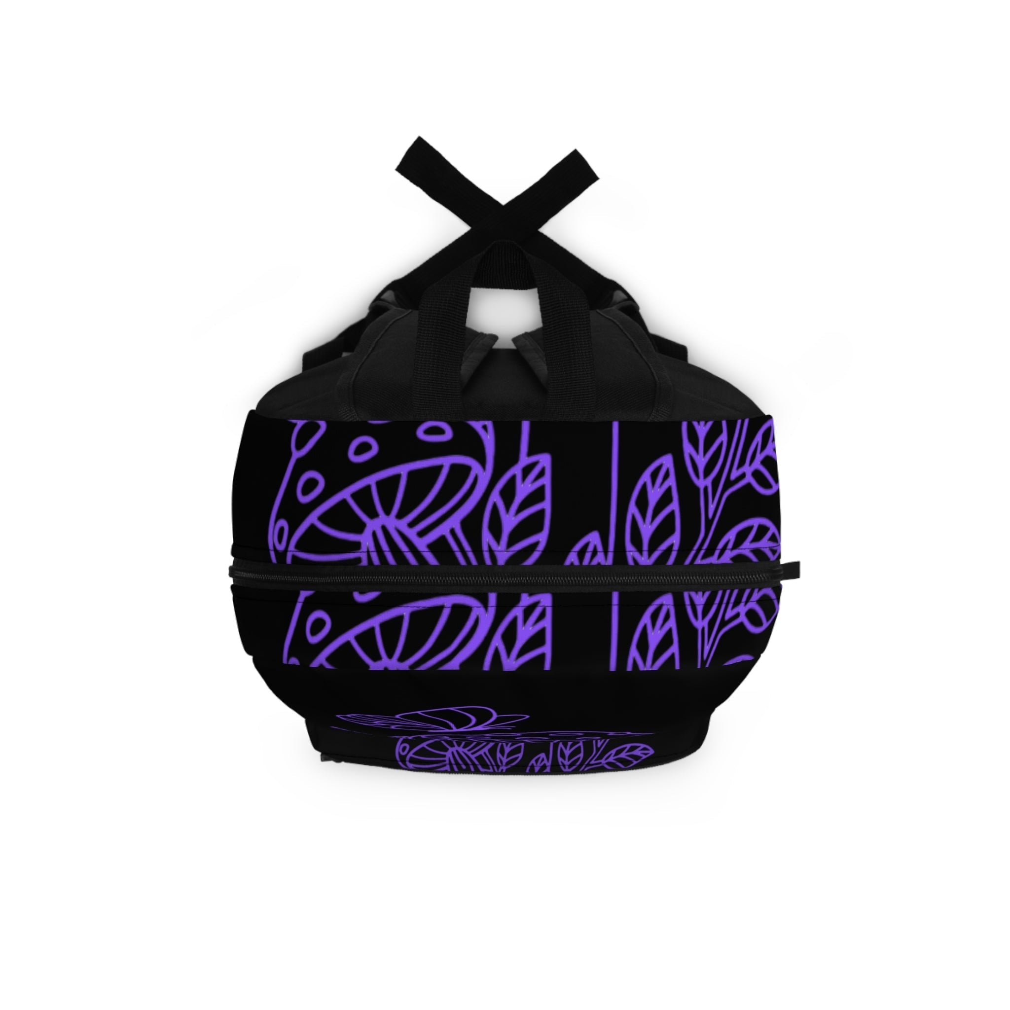 Boho Mushroom Backpack - Trendy Purple Floral Design, Perfect for School, Travel, Festivals, Nature Lovers, Eco-Friendly Printify