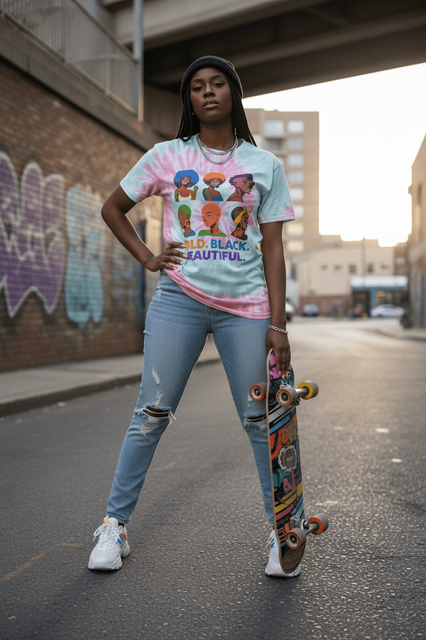 Bold Black Beautiful Tie-Dye Confident Street Style Lifestyle