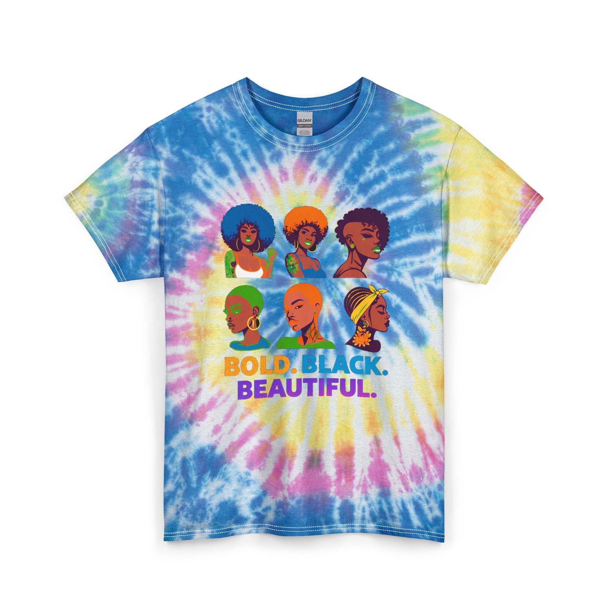 Bold. Black. Beautiful. Tie-Dye Tee — Afrocentric Pride Graphic T-Shirt Printify