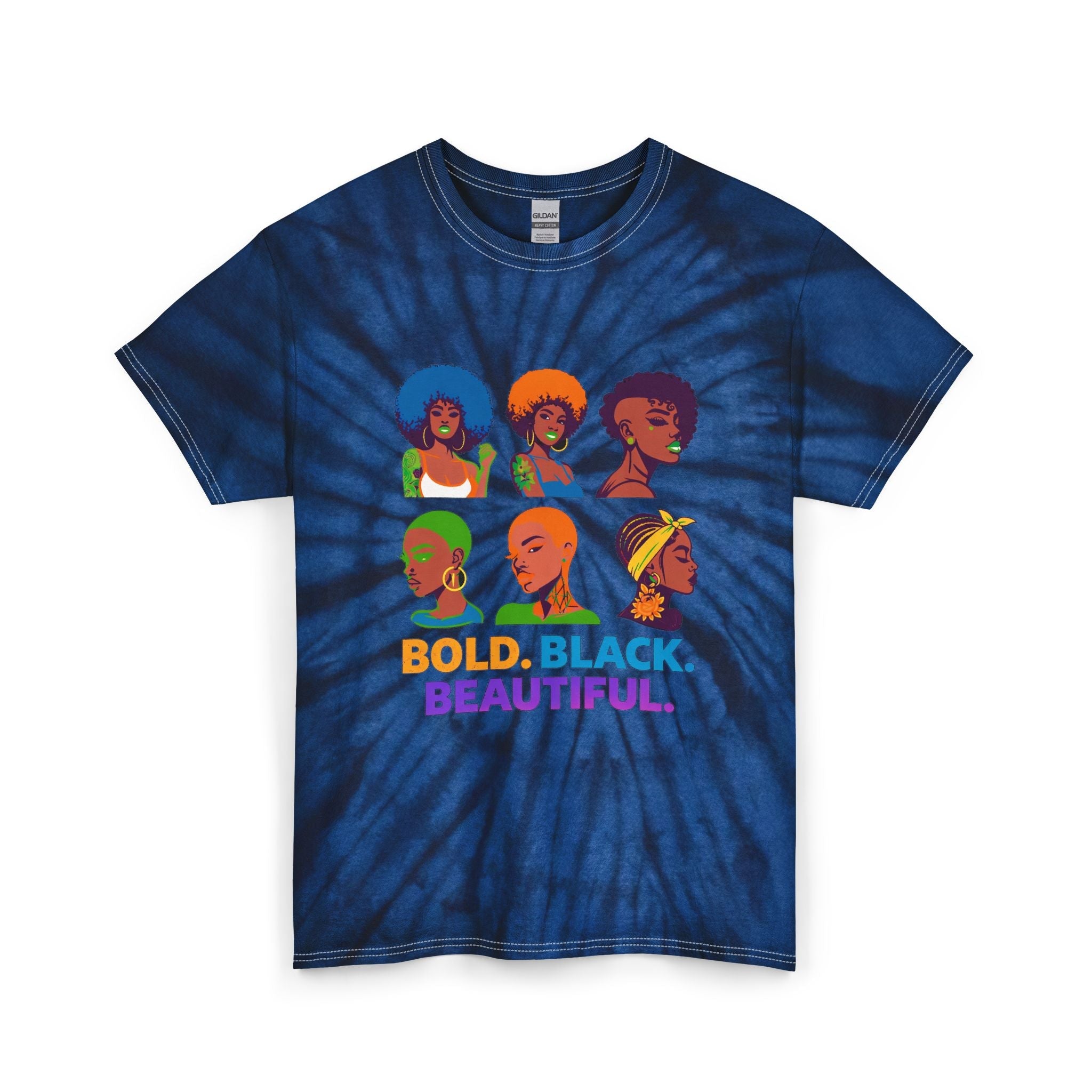 Bold. Black. Beautiful. Tie-Dye Tee — Afrocentric Pride Graphic T-Shirt Printify