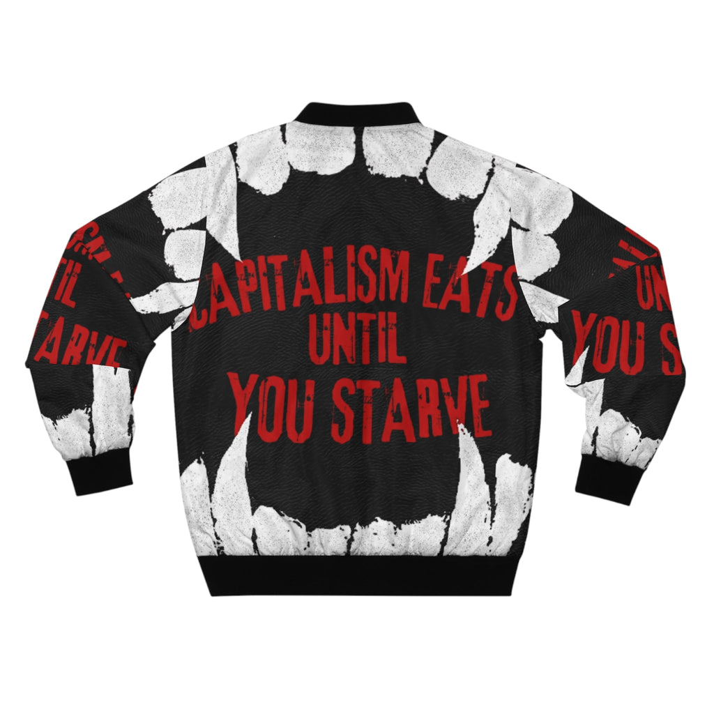 Bomber Jacket — "Capitalism Eats Until You Starve" Graphic Statement Jacket Printify
