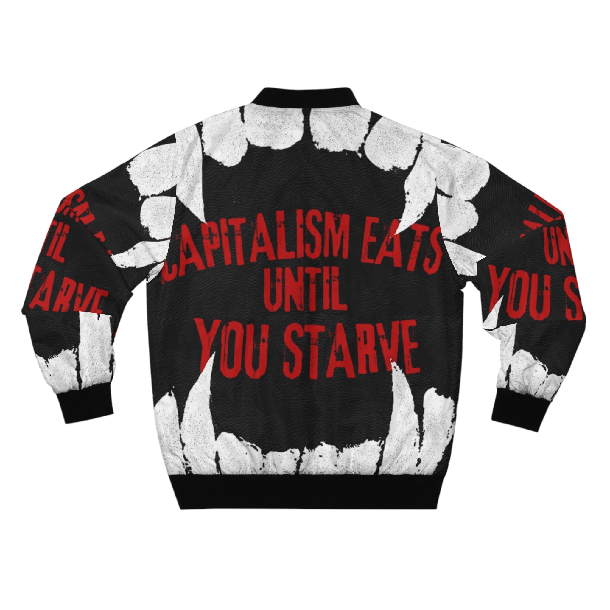 Bomber Jacket — "Capitalism Eats Until You Starve" Graphic Statement Jacket Printify