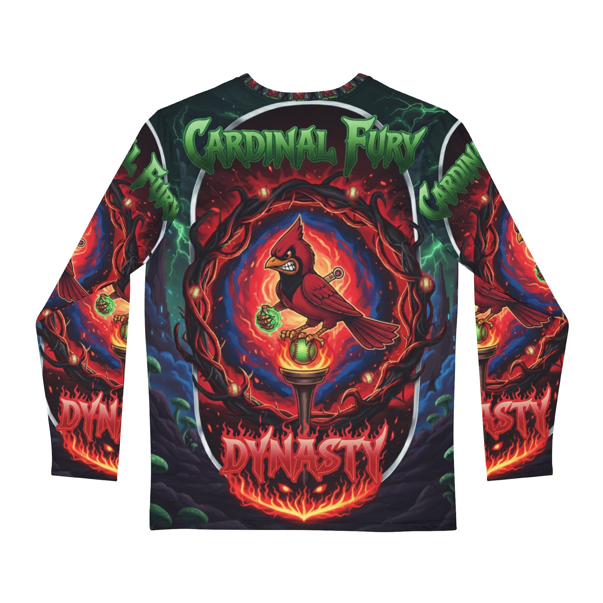 Cardinal Fury Long Sleeve Shirt - Vibrant Graphic Tee for Nature Lovers, Vintage Style, Perfect Gift for Birthdays and Celebrations👻 Printify