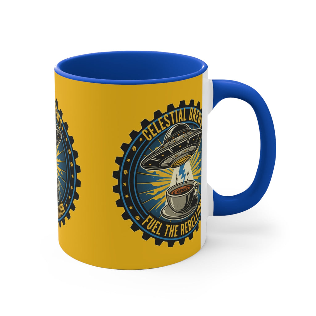 Cosmic Grind Coffee Mug — "Fuel the Rebellion" Retro Sci-Fi Accent Mug Printify