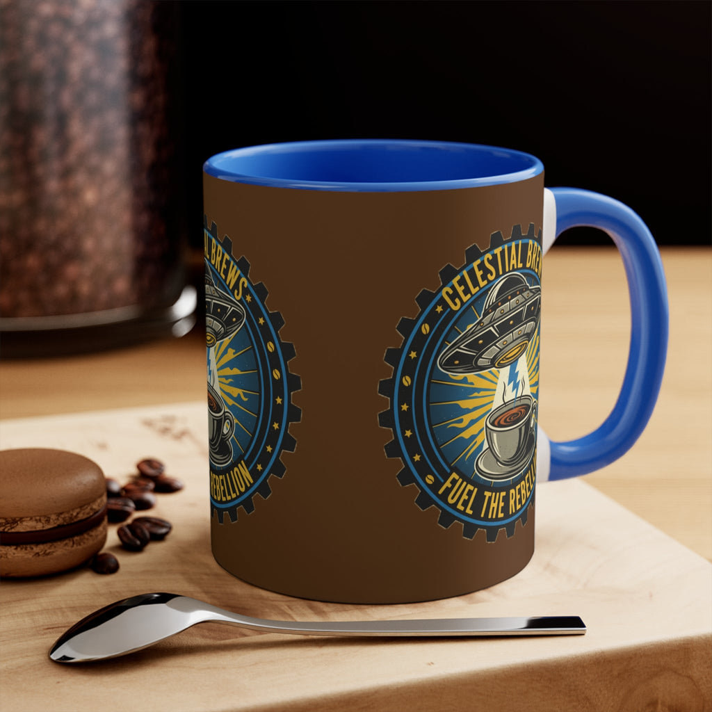 Cosmic Grind Coffee Mug — “Fuel the Rebellion” Retro Sci-Fi Mug Printify